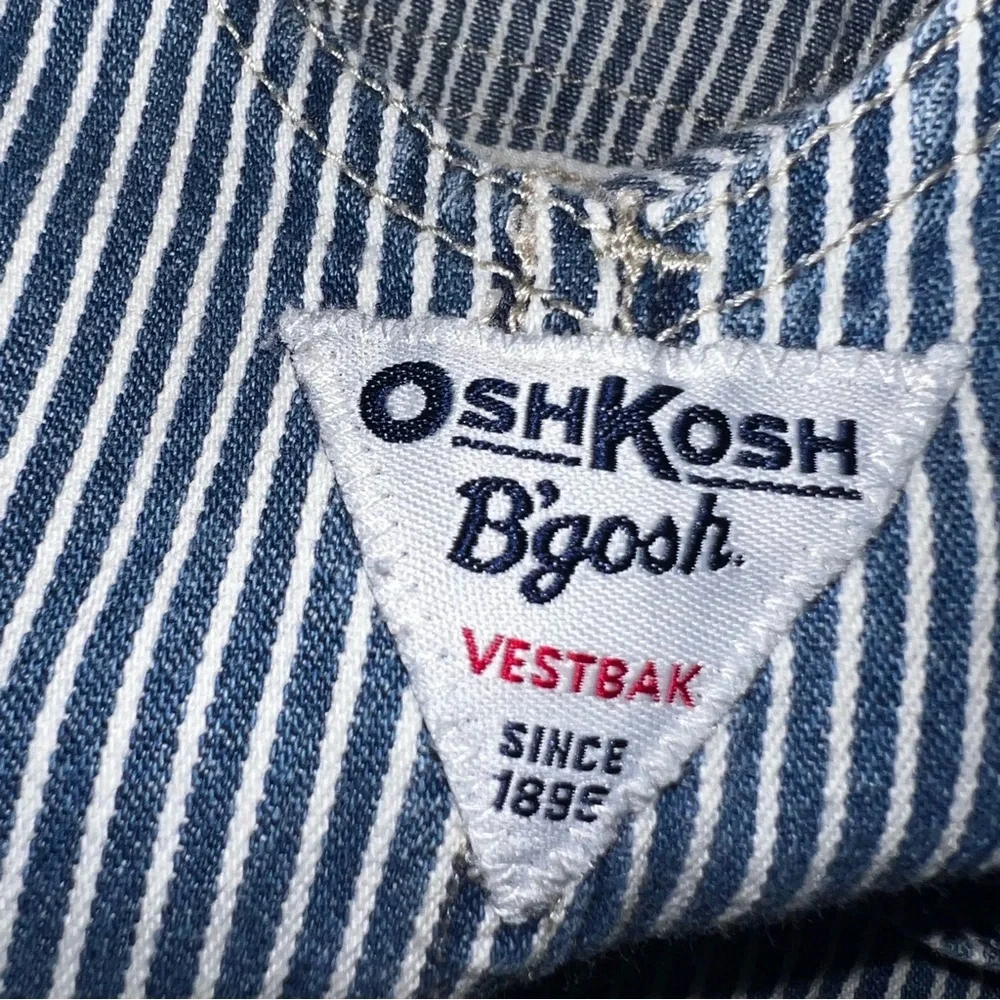 OshKosh B’Gosh Baby Vestbak Vintage Striped Overalls Cotton 18 Months